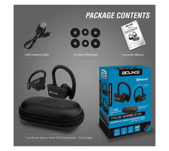 Bounce Sports Hook TWS Bluetooth Earphones True Break Series Makro