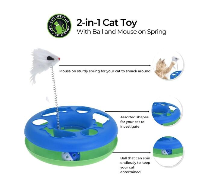 Cat Toy Chase Game with Ball and Mouse on Spring Blue Makro