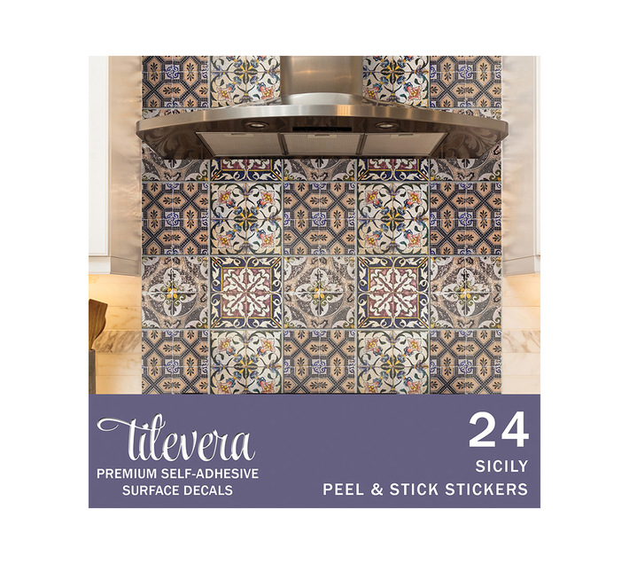 Sicily Vinyl Tile Stickers 10x10cmcm Pack of 24 Makro