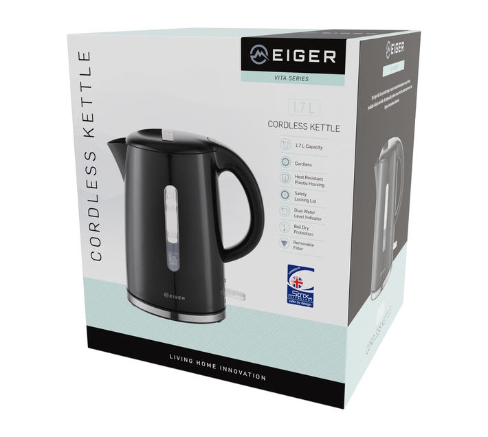 Eiger Cordless Kettle with Safety Locking Lid & Cool Touch Vita Series Makro