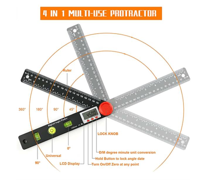 Digital Angle Finder Protractor 4in1 Ruler Makro