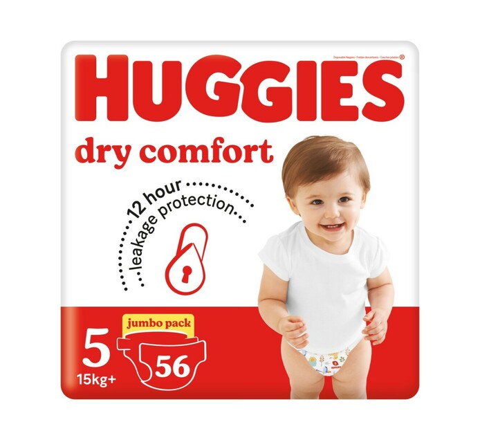 Huggies Dry Comfort Jumbo Disposable Nappies Size 5 (2 x 56's)