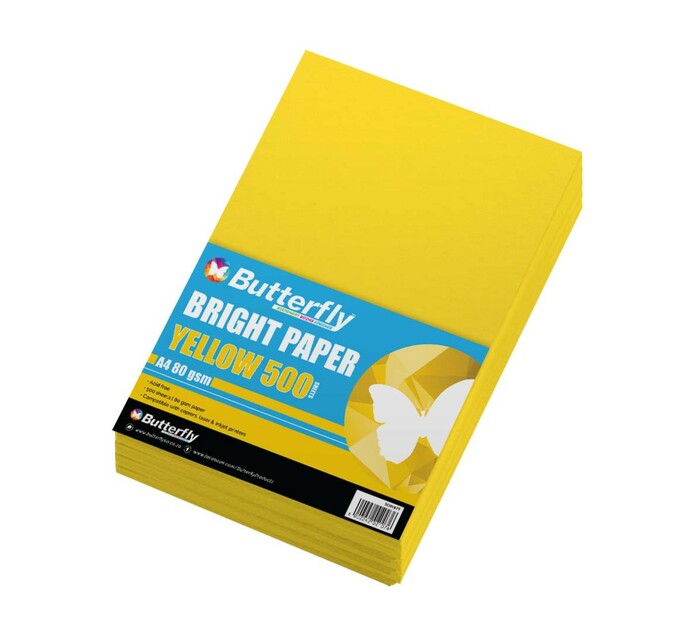Butterfly A4 Bright Paper Ream 500 Sheets Yellow Makro