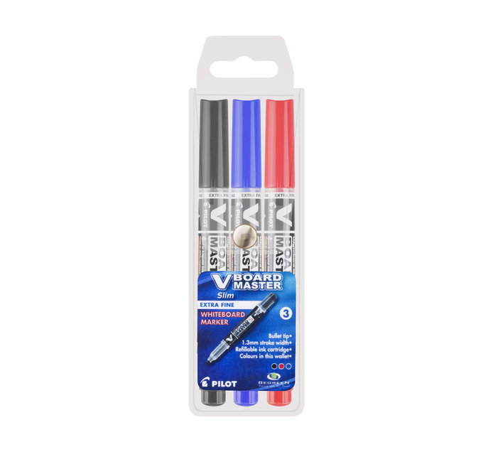 Pilot V Board Master Whiteboard Markers Extra Fine Tip 3Pack Markers
