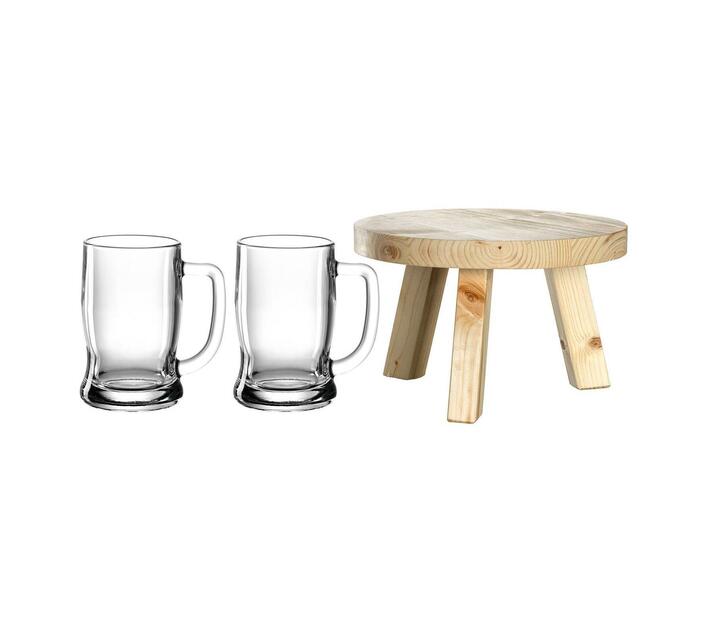 Leonardo Keg Base Table and Beer Mugs 380 ml COLORATA 3 Piece Set Makro