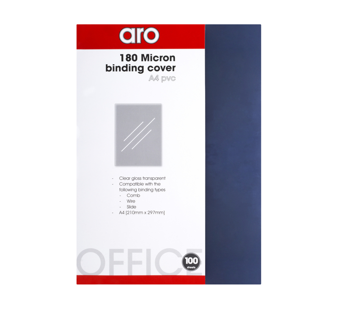 ARO A4 PVC Binding Covers Clear 100 Pockets 
