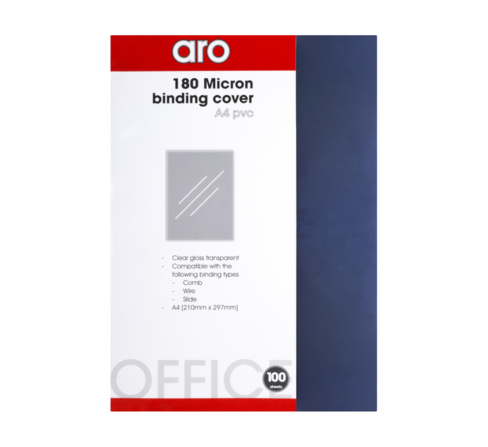 ARO A4 PVC Binding Covers Clear 100 Pockets Makro