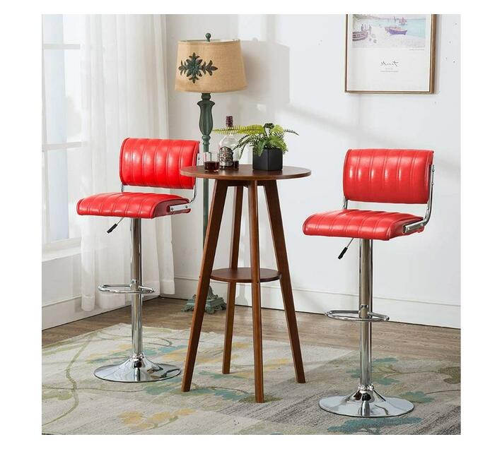 Red Kitchen Bar Stools with Chrome Base Pack of 2 Makro
