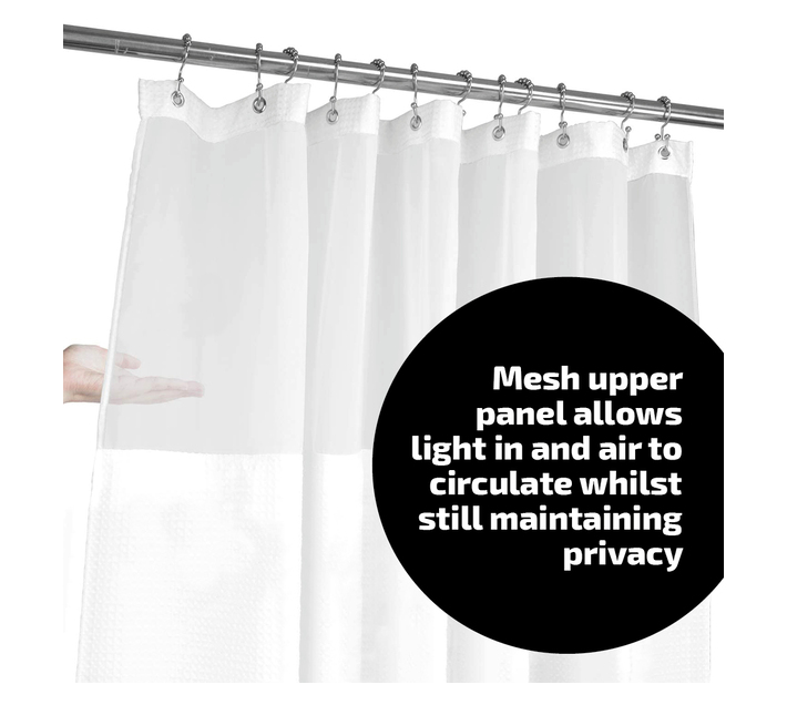 Maisonware Heavyweight Fabric & Mesh Top Window Shower Curtain Makro