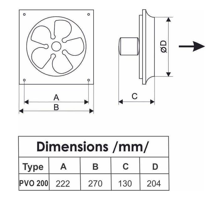 INDUSTRIAL COMMERCIAL EXTRACTOR FAN 200 mm Makro