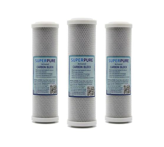 SUPERPURE 10 inch Carbon Block Water Filter Replacement Cartridge (3-Pack)
