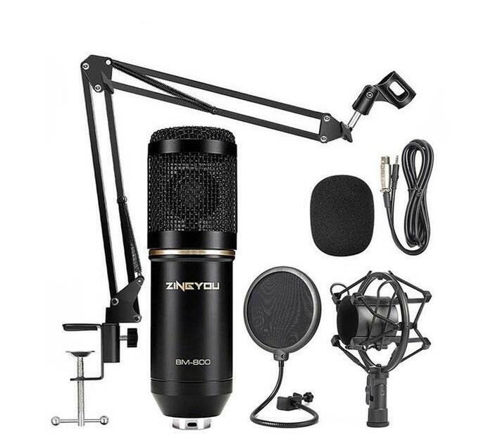 BM 800 Condenser Microphone Professional Mic Kit Black Makro