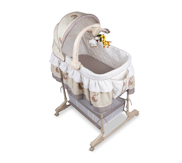 Baneen Baby Cradle Bed Cot with Wheels, Basket and Canopy