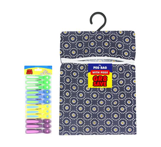 Gr8 Save Peg Bag and Free Pegs 12's 
