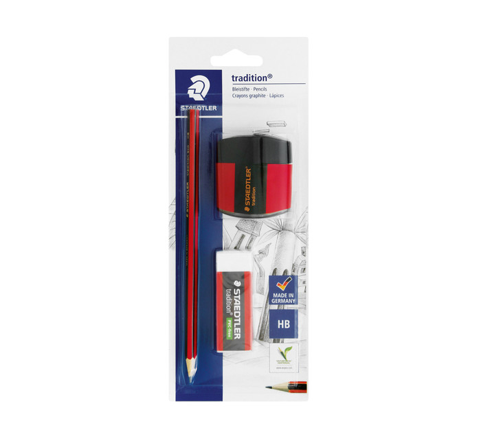 Staedtler Tradition Pencil, Eraser and DoubleHole Sharpener Set Makro