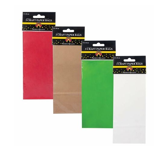 Kraft Paper Gift Bag Pack Small 8cm x 19cm – 3 Pieces Per Pack (Pack of 4)