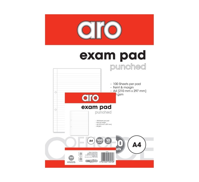 ARO A4 Exam Pads 100-Sheet 10-Pack 