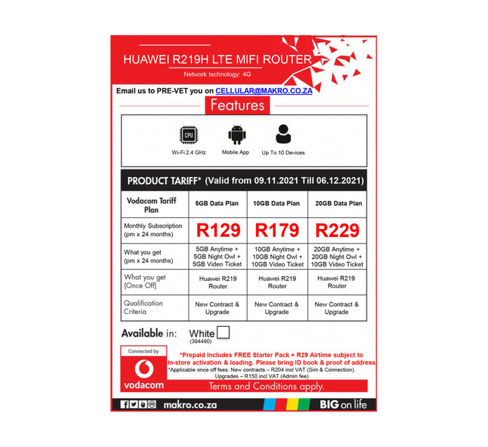 Huawei R219H LTE MIFI Router Makro
