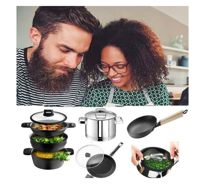 ROHE Pots with Lids Induction, Oven & Dishwasher Safe "Ravenna" Set of