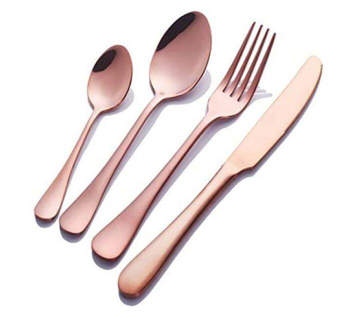 Cutlery Set 24pc Rose Gold Teardrop Makro