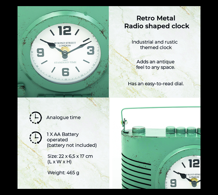 Table Clock Vintage Radio Model Green Makro