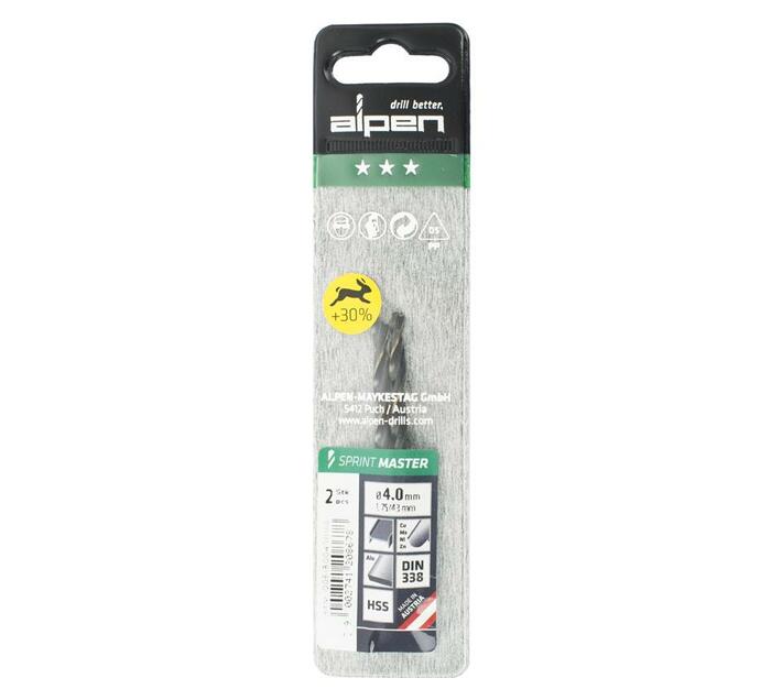 Alpen Sprint Master Din 338 4.0mm 2/Pack Loose Drill Bits Loose