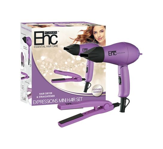 EHC Mini Hairdryer + Mini Hair Straightener 