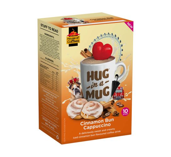 House Of Coffees Hug in a Mug Cappuccino Cinnamon Bun (10 x 24g)