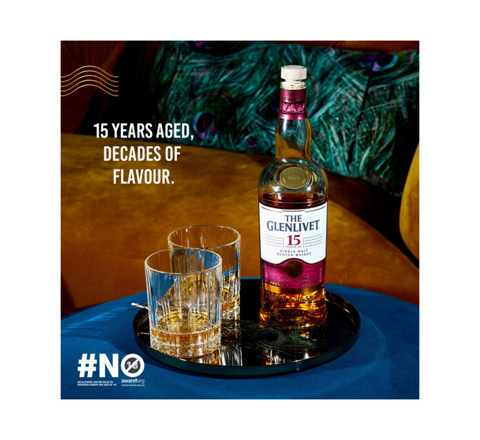 The Glenlivet 15 YO Single Speyside Malt Scotch Whisky (1 x 750 ml)
