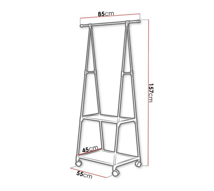 Clothing Rack Hanger with 2 Shelves and 4 Wheels 62cm Makro