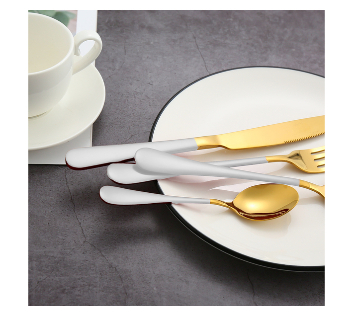 LMA Authentic Two-Tone Cutlery Dinner Set & PVC Pack - 24 Piece - White