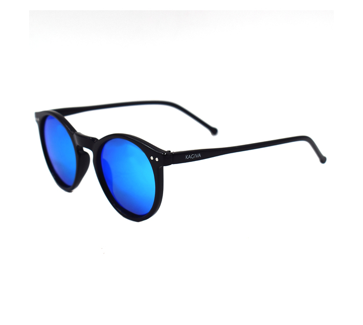 Kagiva`s Retro Round Polorized Women Sunglasses - Black/Blue