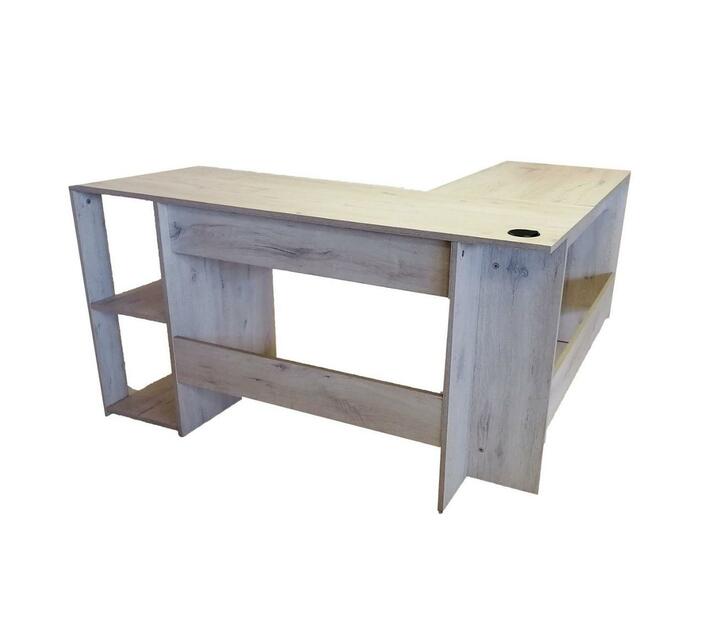 Home & Office L-Shaped Desk, Nordic Ice , with cable management hole & cap year Warranty