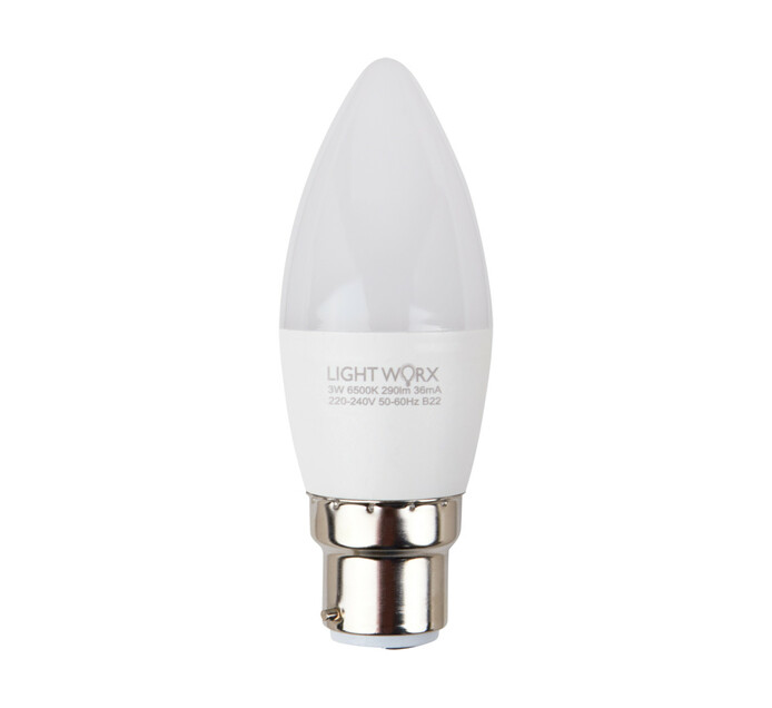 Lightworx 3 W LED Candle BC Cool White 