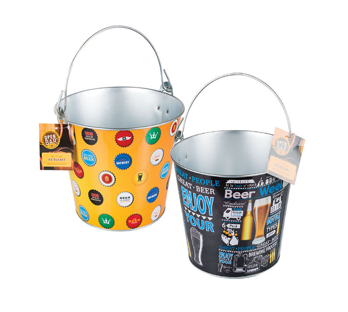 Decorated Tinplate Ice Bucket 22cm x 18cm (2 Pack) Makro