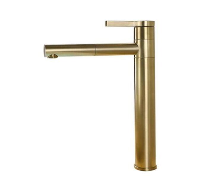 Trendy Taps Premium Quality Brushed Gold Tall Round Basin Mixer
