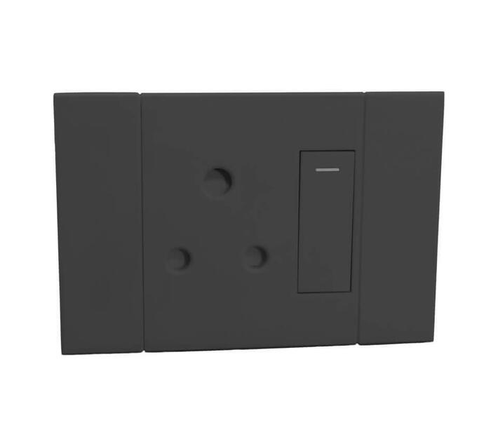 Horizontal Single Charcoal RSA Plug Socket (2VC121H) - VETi