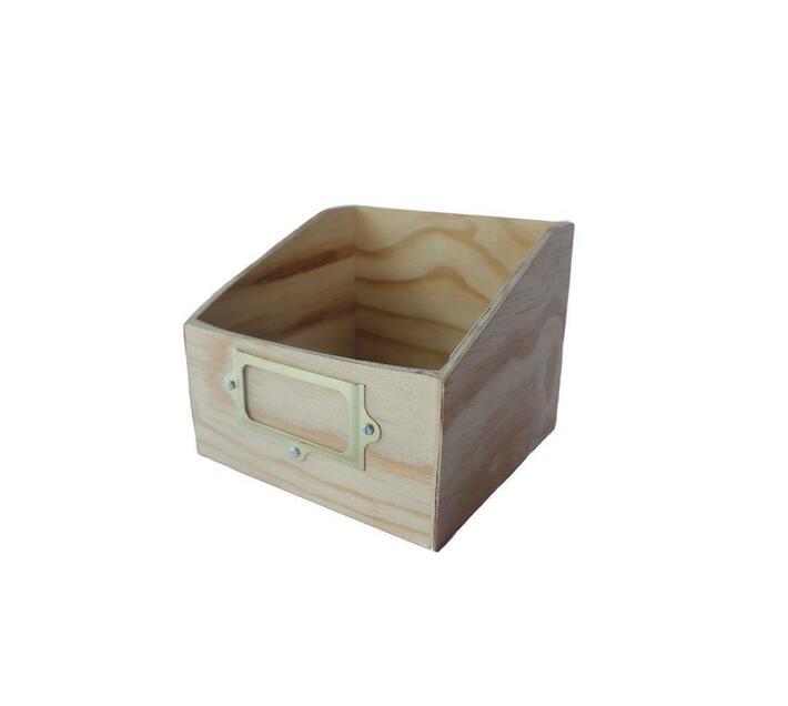 Index card holder recess natural with label