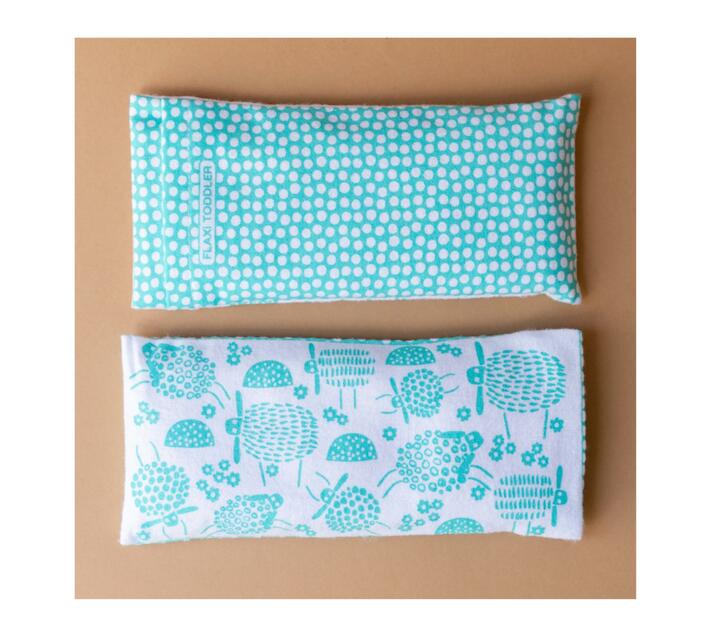 FlaxiToddler Flaxseed & Lavender Cotton Heat Therapy Bag Aqua Sheep