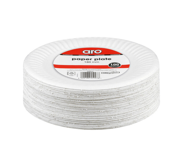 ARO White Paper Plates (15 x 180mm x 100's) Paper Plates Paper
