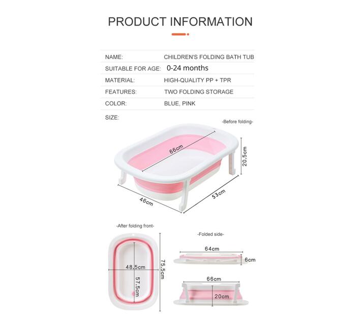 Baby Bath Tub & Support Pillow Collapsible and Drainable Pink Makro