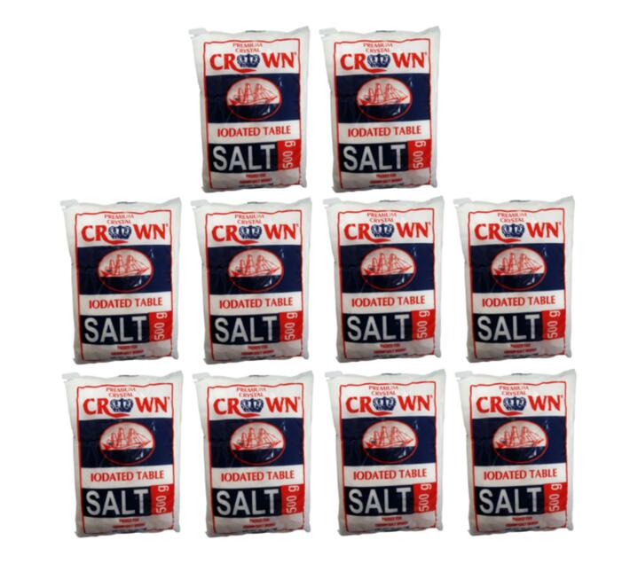 5kg Crown Iodated Fine Table Salt (10 x 500g) Makro
