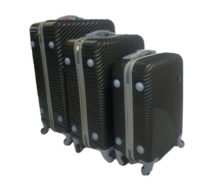 Sastro Hard Shell Wave Suitcase Set 3 Piece Black Makro