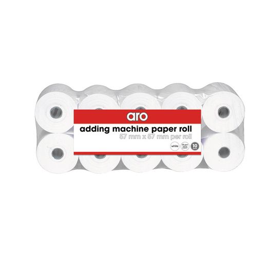 ARO Adding Machine Paper Rolls Bond 10-Pack 