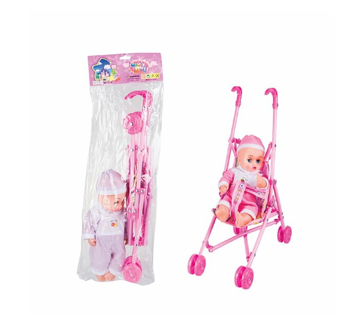 Baby Doll 28cm with Sound & Stroller Makro