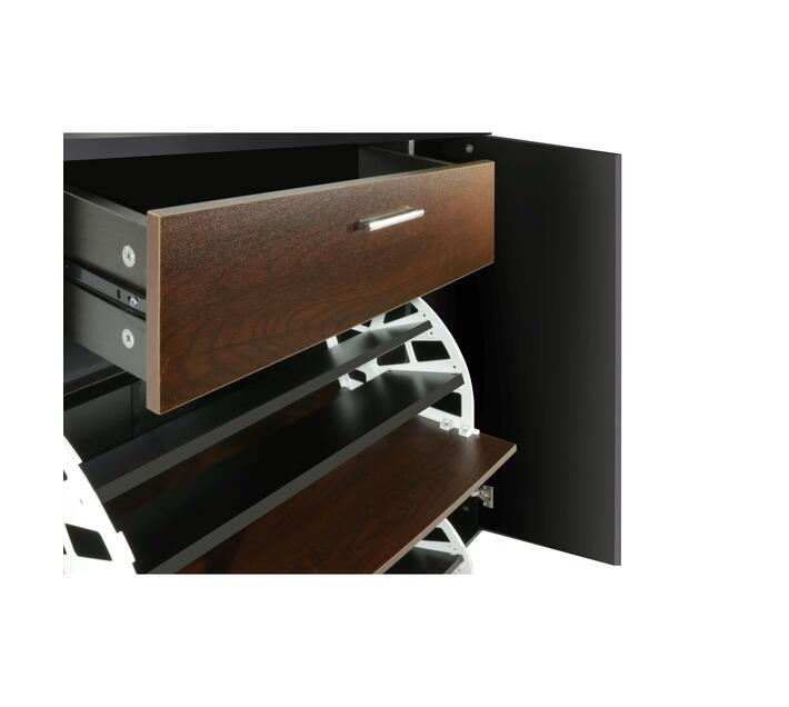 Hazlo Storage with FoldOut Shoe Rack and Drawer Black Brown