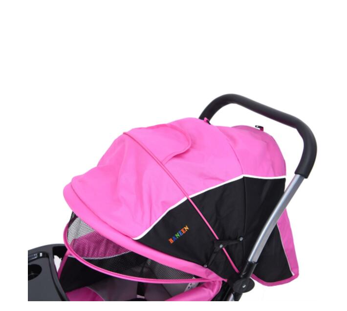 Baneen Baby Stroller Pram with Lift Up Foot Rest and Reversible handle Pink Makro