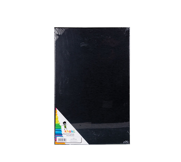 Art and Craft Paint Canvas A3 Wood Mounted Black (Pack of 2)