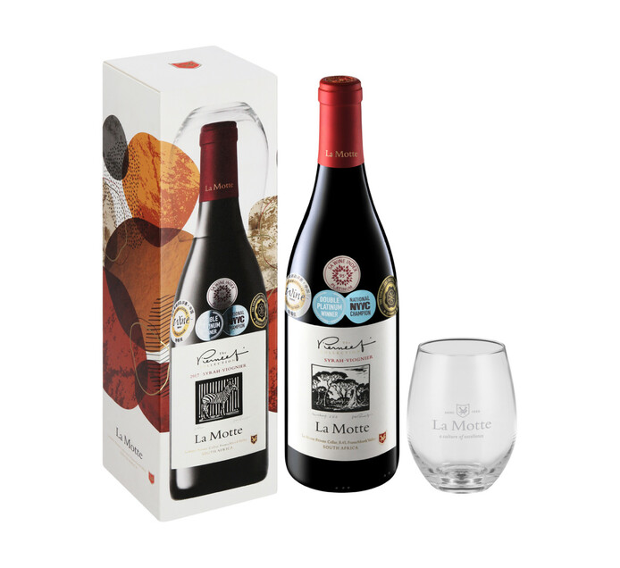 La Motte Pierneef Syrah / Viognier and Wine Glass Gift (6 x 750ml) Makro