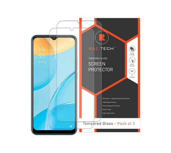 Raz Tech Tempered Glass Screen Protector for Oppo A15 (Pack of 2)